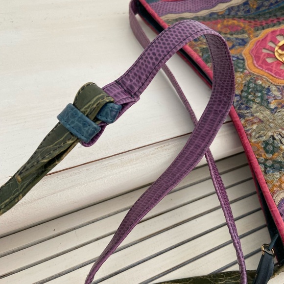 Womens Classic Vintage 1990 Sharif Multi-Colored Jewel Tone Shoulder Strap Purse - Picture 14 of 15